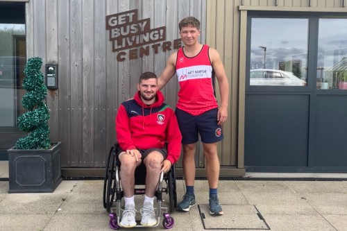 Taylor Gough (left) who was injured in a car accident with Felix Martin (right) who ran three marathons in three consecutive days